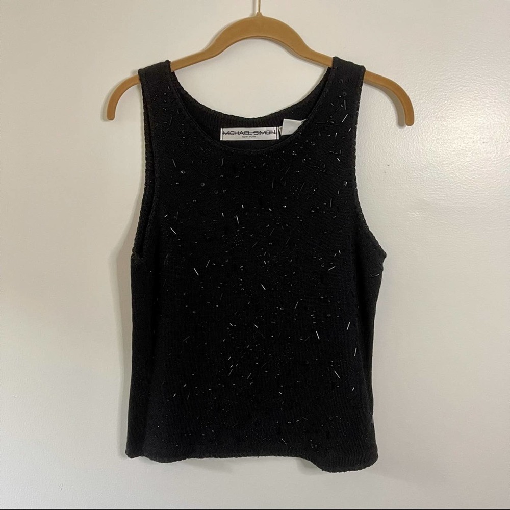 Vintage Michael Simon New York Embellished Knit Tank Top